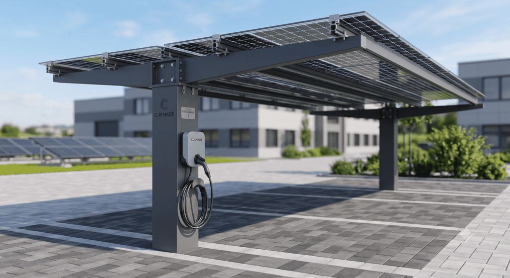 Hoogwaardige aluminium en stalen draagconstructie voor solar carports van Cusmade K-500®