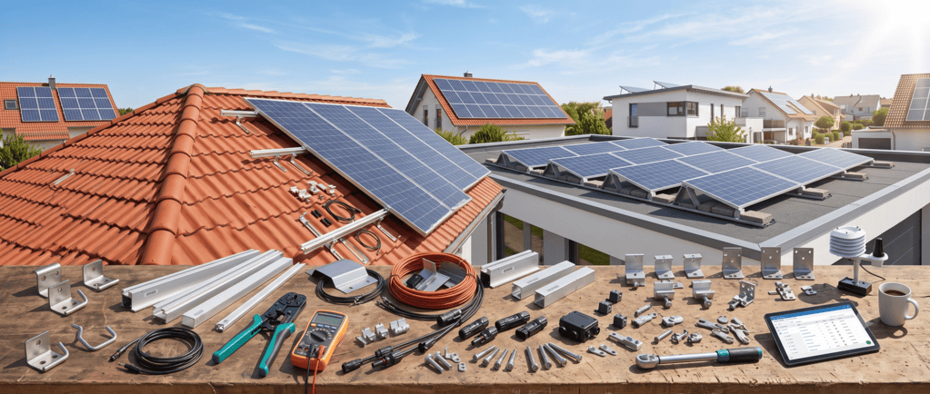 Aluminium basisprofielen en bevestigingsmateriaal voor PV-dakmontage van Cusmade K-500®