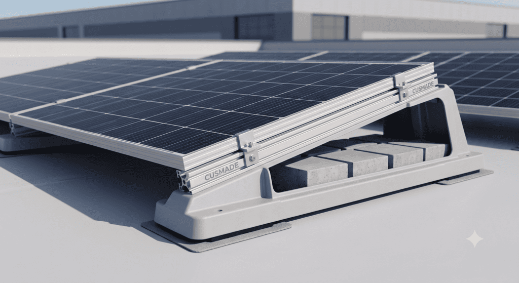 Geballasteerde plat-dak-montageconsole van weerbestendig materiaal voor PV-panelen van Cusmade K-500®